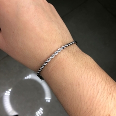 Pulseira Cordão Baiano em Aço 21cm - comprar online