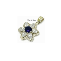 Dije Estrellina con Cubics Azul y Gris Cristal - 36mm - Plata 925 y Oro