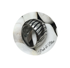 Anillo Bombé Con Rayas - Acero Quirúrgico 316l