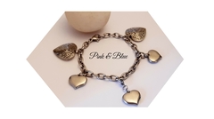 PULSERA DE ACERO QUIRÚRGICO - TIFFAN CON DIJES CORAZONES