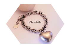 PULSERA DE ACERO QUIRÚRGICO - SIMPLE CON DIJE CORAZÓN INFLADO