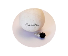 Dije Lady Di Con Acrílico Negro - 10mm - Plata 925 - comprar online