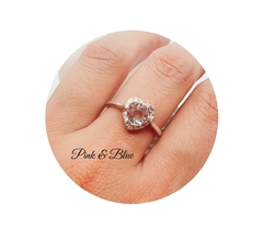 Anillo Corazón Con Cristal Circular - Nº 18 - Plata 925 - comprar online