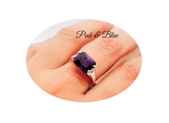 Anillo Rectangular Cubic Violeta - Nº 15 - Plata 925 - comprar online