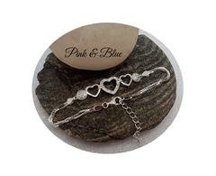 Pulsera Veneciana Con Dijes Corazones - Plata 925