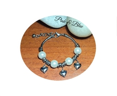 PULSERA PERLINAS CON DIJES (18cm a 21cm) - ACERO QUIRÚRGICO 316L - comprar online