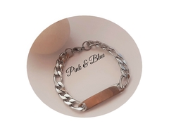 PULSERA ACERO QUIRÚRGICO - HUMO PARA GRABADO DE NOMBRE / PERSONALIZADA - 21CM