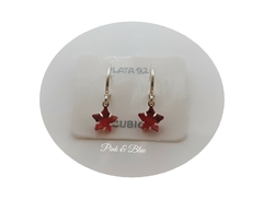 Aros Argollas Con Estrella Cubic Engarzada - Plata 925