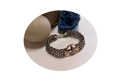 PULSERA CON DIJE FLOR DE LIZ - PLATA 925 Y ORO. - comprar online