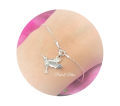 CONJUNTO DE PULSERA SINGAPUR + DIJE COLIBRÍ - PLATA 925