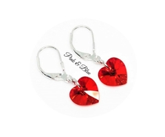 Aros Colgantes Corazón de Cristal Swarovski - 8mm - Plata 925