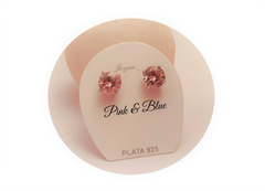 Par De Aros Piedra Cubic Rosa - 9mm - Plata 925