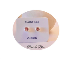 Aros Plata 925 - Aros Susanita Cubic Rosa 6mm - comprar online