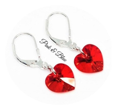 Aros Colgantes Corazón De Cristal Swarovski - Plata 925