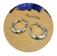 Par De Aros Argollas Infladas Estriadas - 20mm - Plata 925 - comprar online