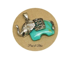 Dije Elefante Con Piedra Verde - 25mm - Plata 925