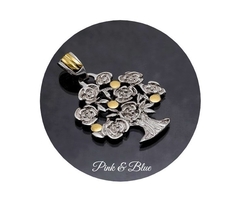 Dije Plata y Oro - Árbol de la Vida con rosas - 38mm - comprar online