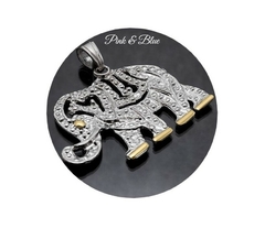 Dije Grande De Elefante Calado - 48mm - Plata 925 y Oro Double - comprar online