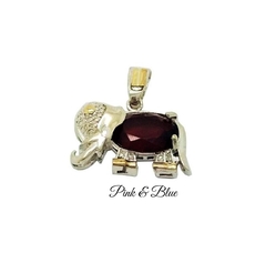 Dije Plata y Oro - Elefante con piedra Cubic 25mm - comprar online