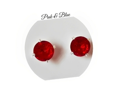 Par De Aros Con Piedra Cubic - 8mm - Plata 925 - comprar online