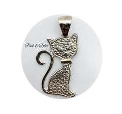 Dije Plata y Oro - Gato Mediano - 19x30mm