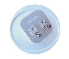 AROS COLGANTES MILA CON PIEDRA CUBIC 6mm - ACERO BLANCO - comprar online