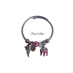 PULSERA ELEFANTE CON DONAS Y DIJES - ACERO QUIRÚRGICO 316L.