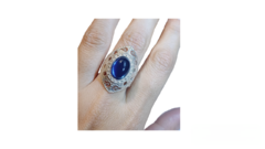 Anillo Grande Indonesia Piedra Azul - Plata 925 - comprar online