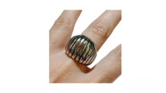 Anillo Bombé Con Rayas - Acero Quirúrgico 316l - comprar online