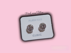 Par De Aros Pasantes Con Cubic Engarzado - 8mm - Plata 925