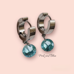 Par De Aros Argollas Con Colgante Cubic - Acero Quirúrgico 316L - comprar online