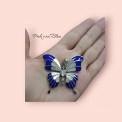 DIJE GRANDE MARIPOSA AZUL CON NÁCAR - 53mm - PLATA 925 - comprar online