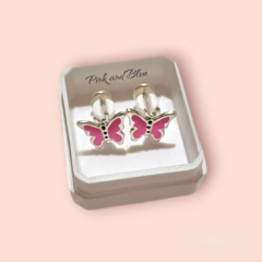 Par De Aros Abridores Mariposas Esmaltadas - 9mm - Plata 925