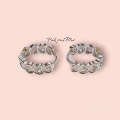 Aros Argollitas con Corazones - 14mm - Cierre Huggies - Plata 925