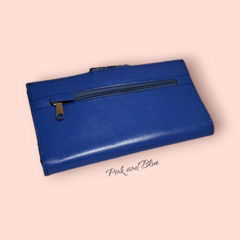 BILLETERA 100% CUERO - COLOR AZUL Y DORADO - comprar online