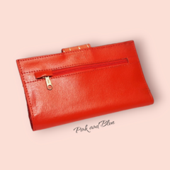 BILLETERA 100% CUERO - COLOR ROJO Y DORADO - comprar online