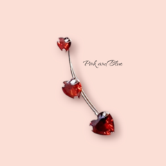 Aro Trepador Con Corazones Cubic Rojo 22mm - Plata 925