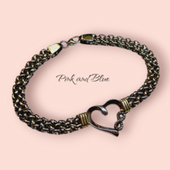 PULSERA ENTRETEJIDA CORAZÓN - 19cm - PLATA & ORO