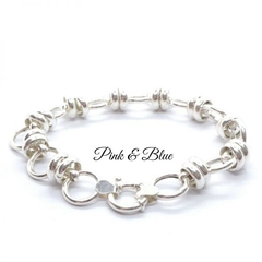 Pulsera Con Argollas Y Lazos - Largo 20cm - Plata 925