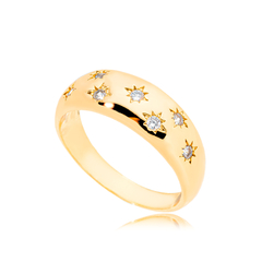 Anel Galaxy Zircônias Dourado