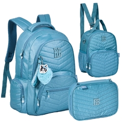 Kit Mochila de Costas em Crinkle REBECCA BONBON RB24051 Azul