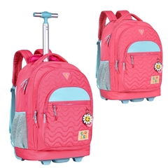 Kit Mochila de Rodinhas em Nylon OFICIAL LULUCA LU24077 Rosa - comprar online