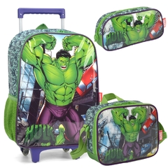 Kit Mochila Rodinhas Oficial MARVEL AVENGERS HULK - Luxcel