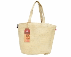 Bolsa em Palha com Pompons Tote Bag Pagani PG6926 Bege - comprar online