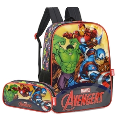 Kit Mochila Costas e Estojo AVENGERS VINGADORES Luxcel Preto