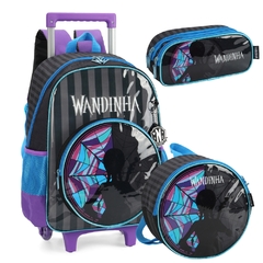 Kit Mochila Rodinhas WANDINHA ADDAMS Preto - Luxcel