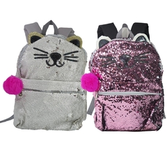 Mochila de Costas Gatinho Paetê Muda de Cor Clio CG2033