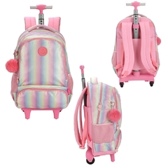 Kit Mochila Rodinhas Lancheira Estojo BARBIE Metalizada Rosa na internet