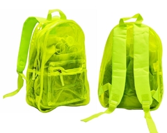 KIT MOCHILA NEON TRANSPARENTE COM BOLSA REMOV E ESTOJO VERDE - comprar online