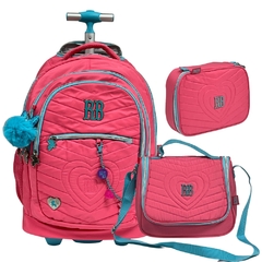 Kit Mochila de Rodinhas Oficial Rebecca Bonbon RB2441 Rosa